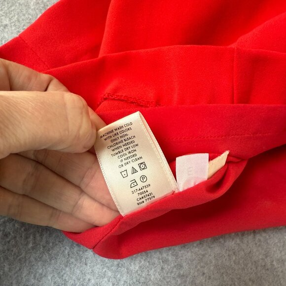 Ann Taylor Size 4 Petite Red Flare Dress Knee Length Office Date Bell Sleeves - Picture 15 of 16